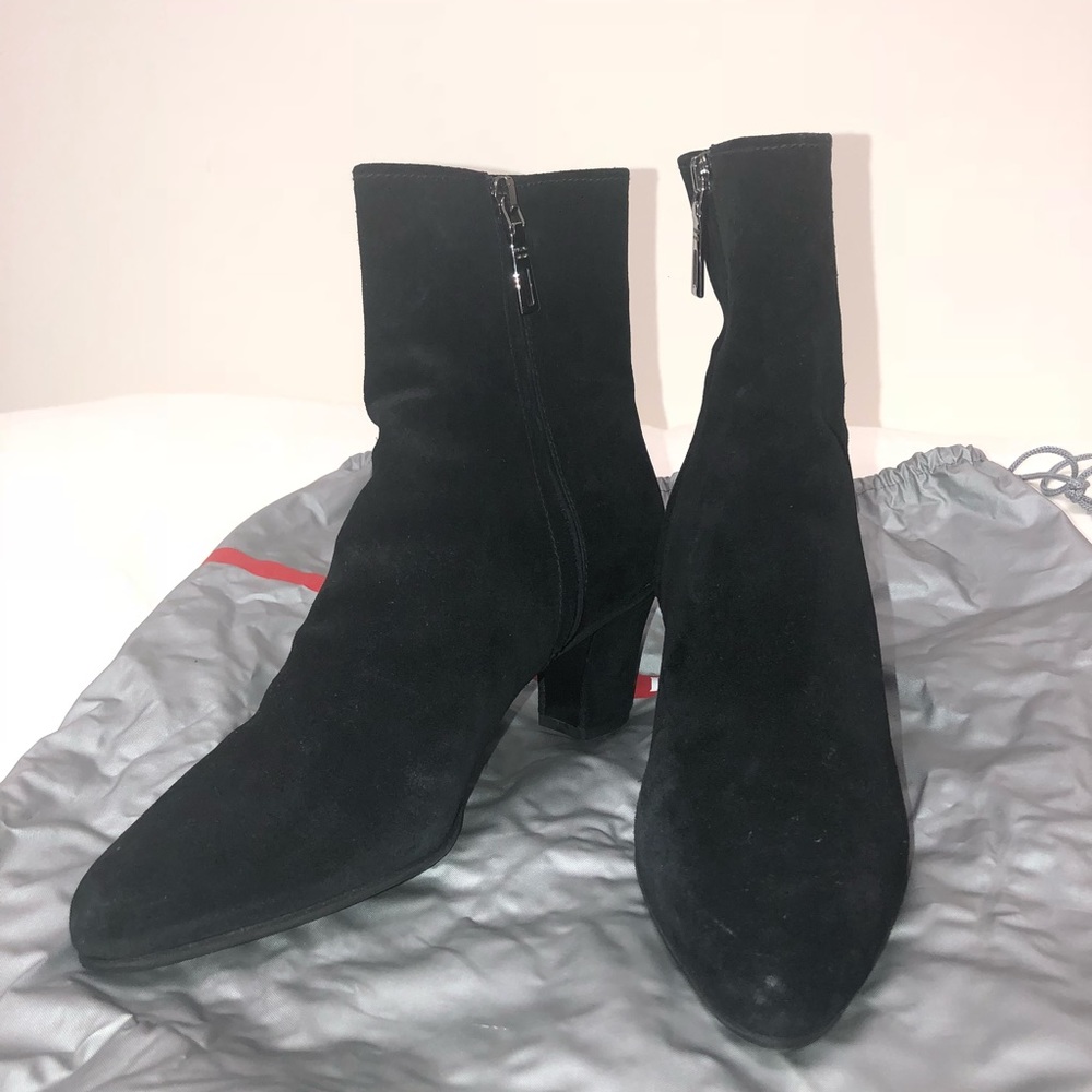 Prada Black Suede Ankle Boots - Picture 4 of 7